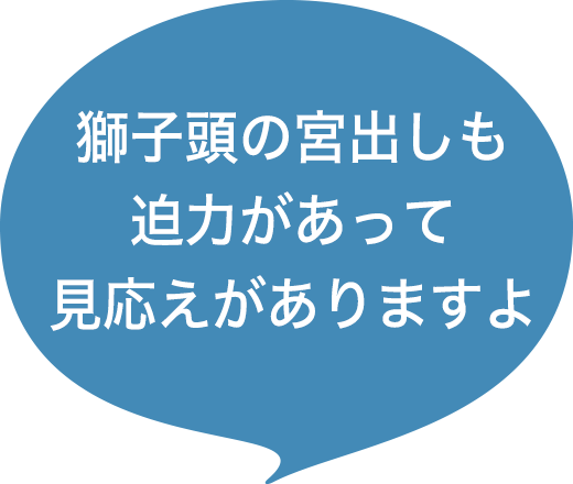 獅子頭の宮出しも迫力があって見応えがありますよ